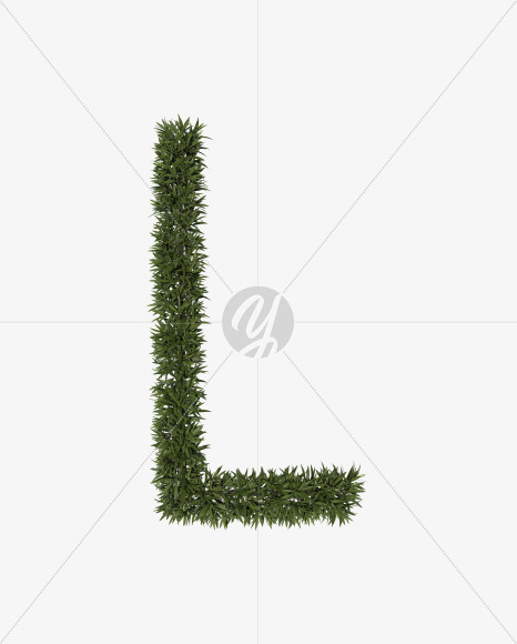 Uppercase-L from Sharp pointed shrub alphabet on Yellow Images Creative Fonts - S49958