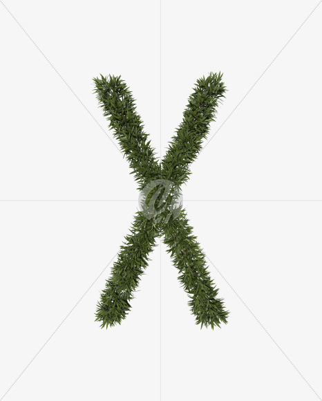 Uppercase-X from Sharp pointed shrub alphabet on Yellow Images Creative Fonts - S49970