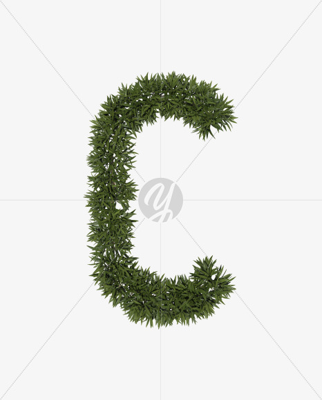 Lowercase-c from Sharp pointed shrub alphabet on Yellow Images Creative Fonts - S49902