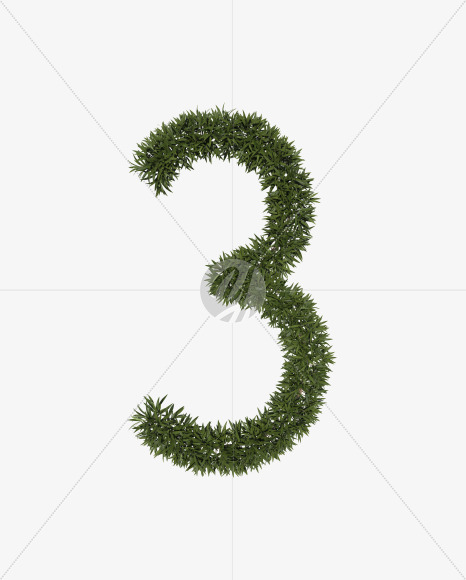 Three from Sharp pointed shrub alphabet on Yellow Images Creative Fonts - S49945