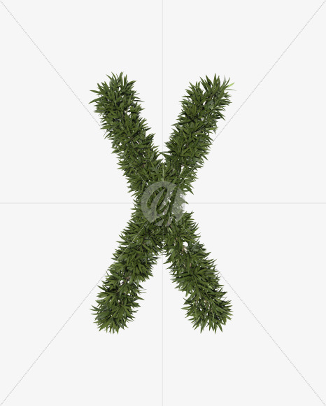 Lowercase-x from Sharp pointed shrub alphabet on Yellow Images Creative Fonts - S49923