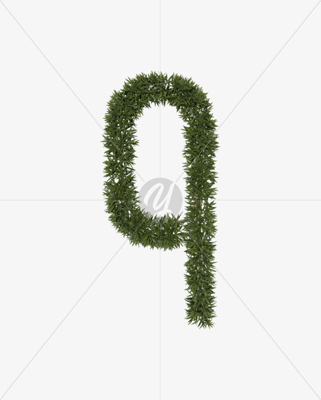 Lowercase-q from Sharp pointed shrub alphabet on Yellow Images Creative Fonts - S49916