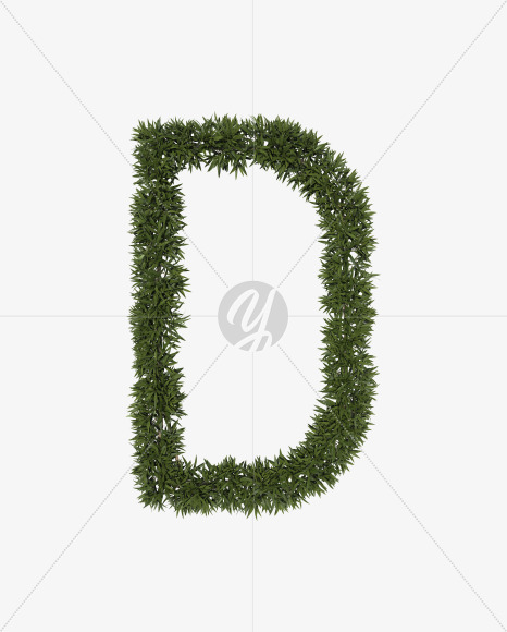 Uppercase-D from Sharp pointed shrub alphabet on Yellow Images Creative Fonts - S49950