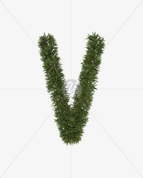 Lowercase-v from Sharp pointed shrub alphabet on Yellow Images Creative Fonts - S49921