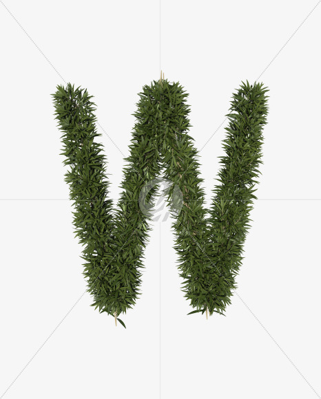 Lowercase-w from Sharp pointed shrub alphabet on Yellow Images Creative Fonts - S49922