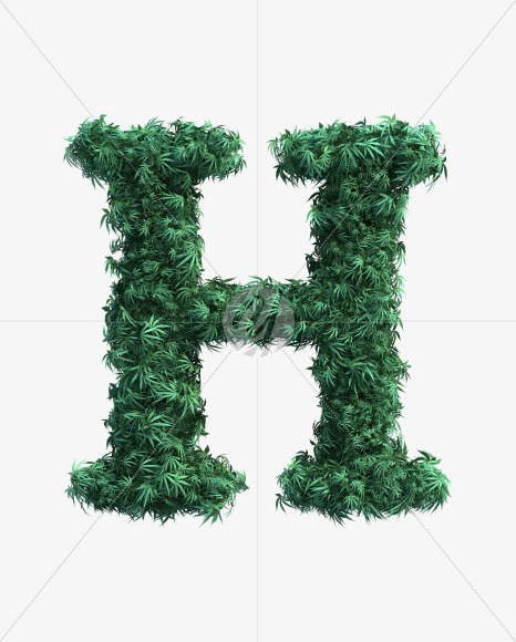 H uppercase from Cannabis Font Set 2 on Yellow Images Creative Fonts - S49993