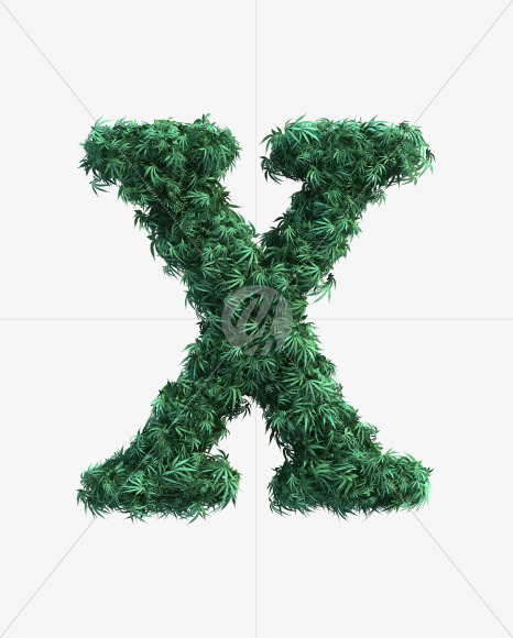 X uppercase from Cannabis Font Set 2 on Yellow Images Creative Fonts - S50035