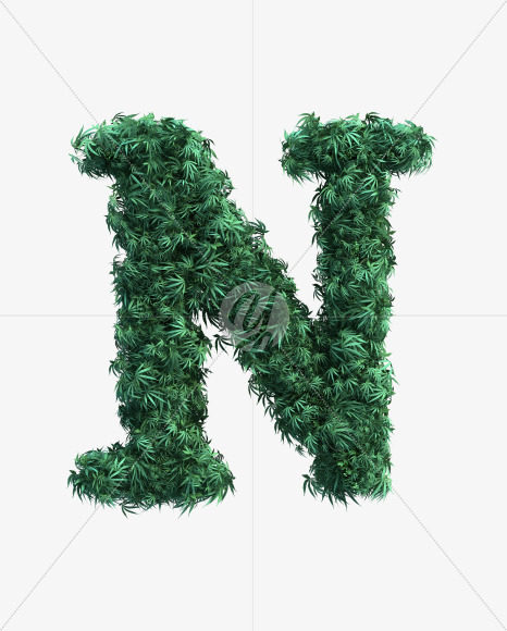 N uppercase from Cannabis Font Set 2 on Yellow Images Creative Fonts - S50025