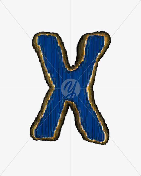 Letter X from Industrial blue metal alphabet on Yellow Images Creative Fonts - S50165