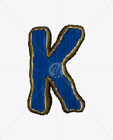 Letter K from Industrial blue metal alphabet on Yellow Images Creative Fonts - S50152