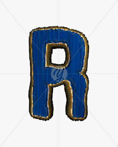 Letter R from Industrial blue metal alphabet on Yellow Images Creative Fonts - S50159