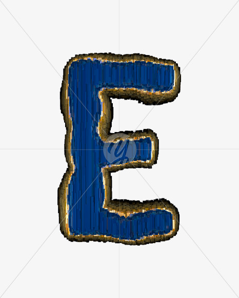 Letter E from Industrial blue metal alphabet on Yellow Images Creative Fonts - S50146