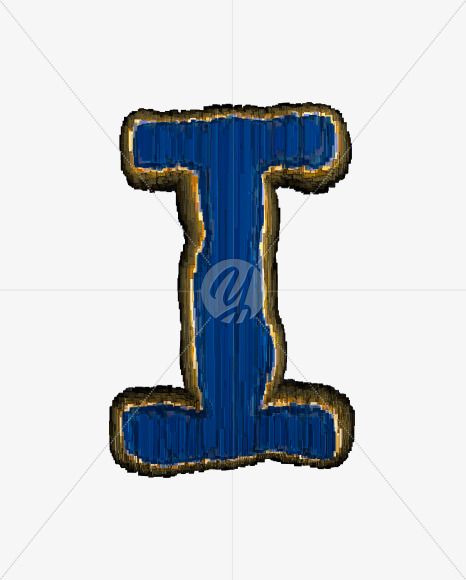 Letter I from Industrial blue metal alphabet on Yellow Images Creative Fonts - S50150