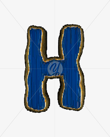 Letter H from Industrial blue metal alphabet on Yellow Images Creative Fonts - S50149