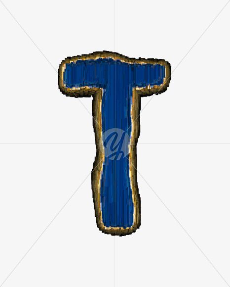 Letter T from Industrial blue metal alphabet on Yellow Images Creative Fonts - S50161