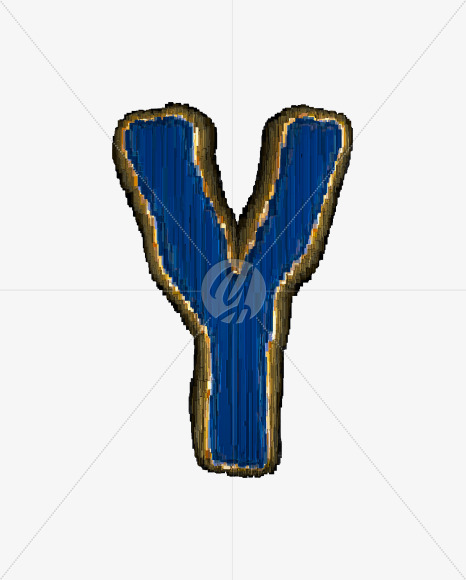 Letter Y from Industrial blue metal alphabet on Yellow Images Creative Fonts - S50166