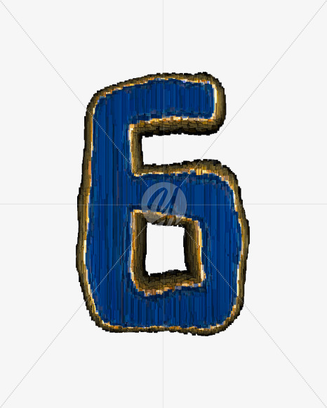 6 from Industrial blue metal alphabet on Yellow Images Creative Fonts - S50173