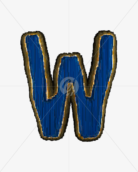 Letter W from Industrial blue metal alphabet on Yellow Images Creative Fonts - S50164