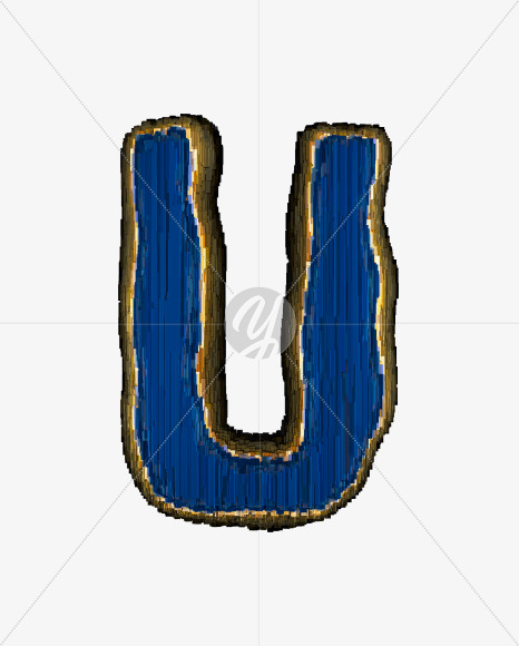 Letter U from Industrial blue metal alphabet on Yellow Images Creative Fonts - S50162