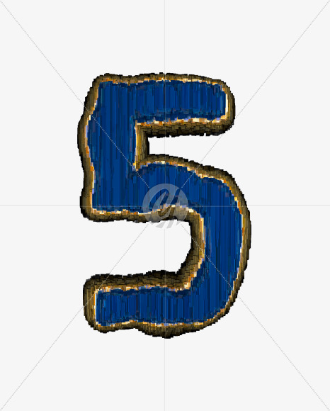 5 from Industrial blue metal alphabet on Yellow Images Creative Fonts - S50172