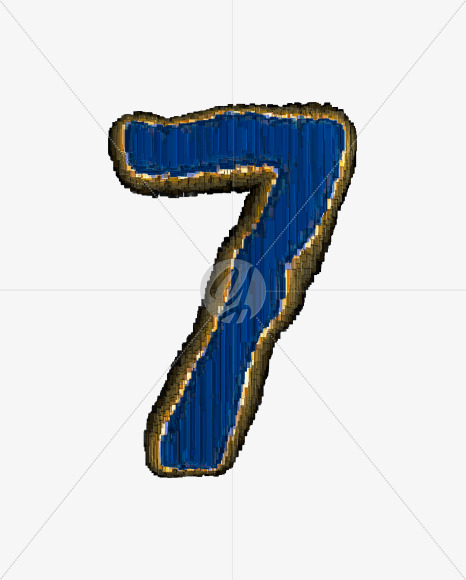 7 from Industrial blue metal alphabet on Yellow Images Creative Fonts - S50174