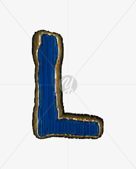 Letter L from Industrial blue metal alphabet on Yellow Images Creative Fonts - S50153