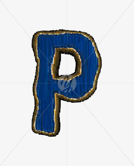 Letter P from Industrial blue metal alphabet on Yellow Images Creative Fonts - S50157