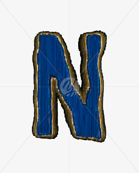 Letter N from Industrial blue metal alphabet on Yellow Images Creative Fonts - S50155