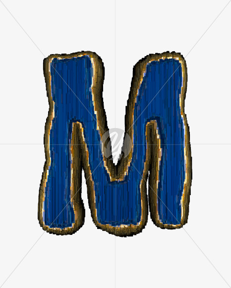 Letter M from Industrial blue metal alphabet on Yellow Images Creative Fonts - S50154