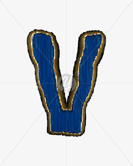 Letter V from Industrial blue metal alphabet on Yellow Images Creative Fonts - S50163