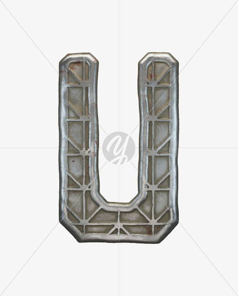 Letter U from Metal door alphabet on Yellow Images Creative Fonts - S50300