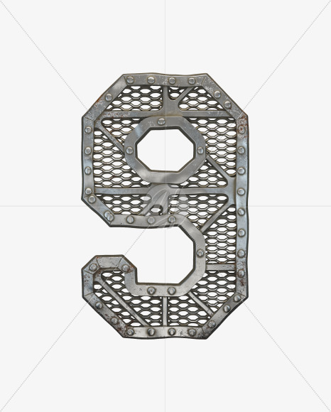 9 from Metal Gate alphabet on Yellow Images Creative Fonts - S50510