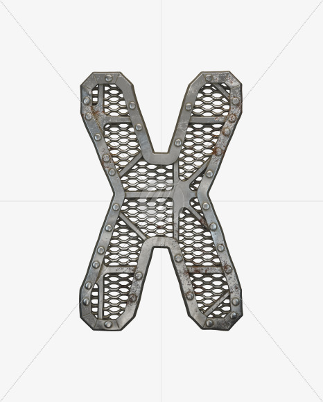 Letter X from Metal Gate alphabet on Yellow Images Creative Fonts - S50499