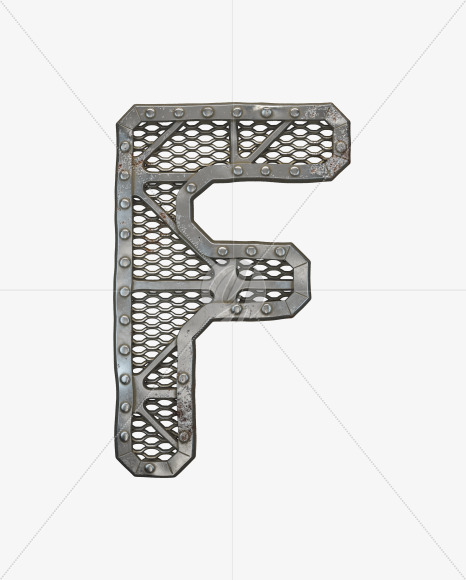 Letter F from Metal Gate alphabet on Yellow Images Creative Fonts - S50481