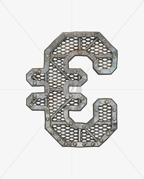 euro from Metal Gate alphabet on Yellow Images Creative Fonts - S50523