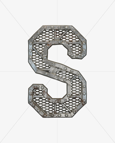 Letter S from Metal Gate alphabet on Yellow Images Creative Fonts - S50494