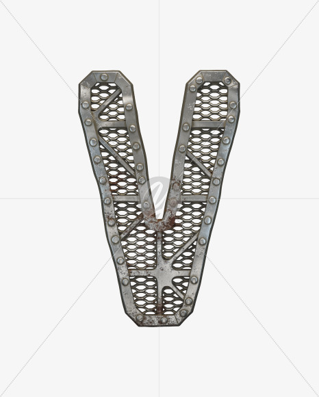 Letter V from Metal Gate alphabet on Yellow Images Creative Fonts - S50497