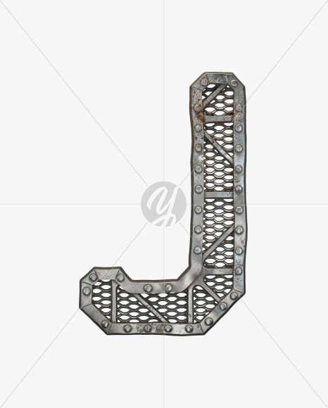 Letter J from Metal Gate alphabet on Yellow Images Creative Fonts - S50485