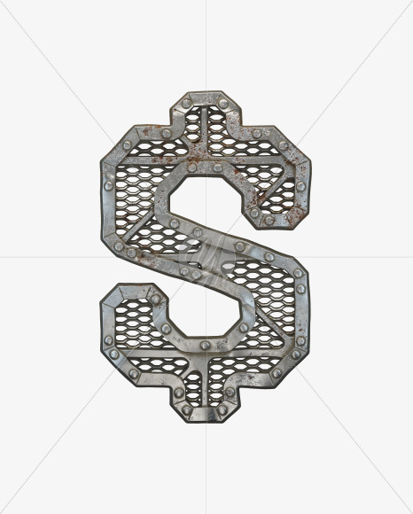 $ from Metal Gate alphabet on Yellow Images Creative Fonts - S50520