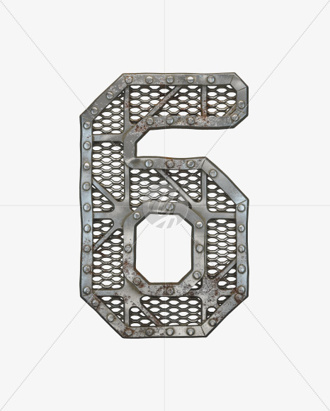 6 from Metal Gate alphabet on Yellow Images Creative Fonts - S50507