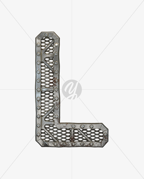 Letter L from Metal Gate alphabet on Yellow Images Creative Fonts - S50487