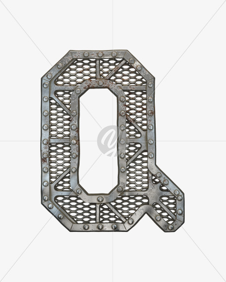 Letter Q from Metal Gate alphabet on Yellow Images Creative Fonts - S50492