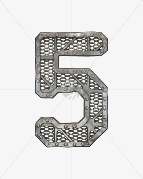 5 from Metal Gate alphabet on Yellow Images Creative Fonts - S50506