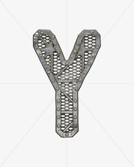 Letter Y from Metal Gate alphabet on Yellow Images Creative Fonts - S50500