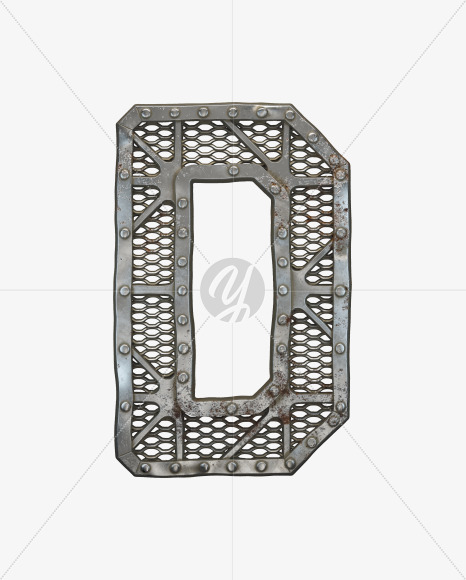 Letter D from Metal Gate alphabet on Yellow Images Creative Fonts - S50479