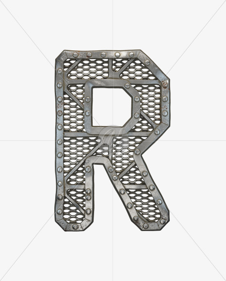 Letter R from Metal Gate alphabet on Yellow Images Creative Fonts - S50493