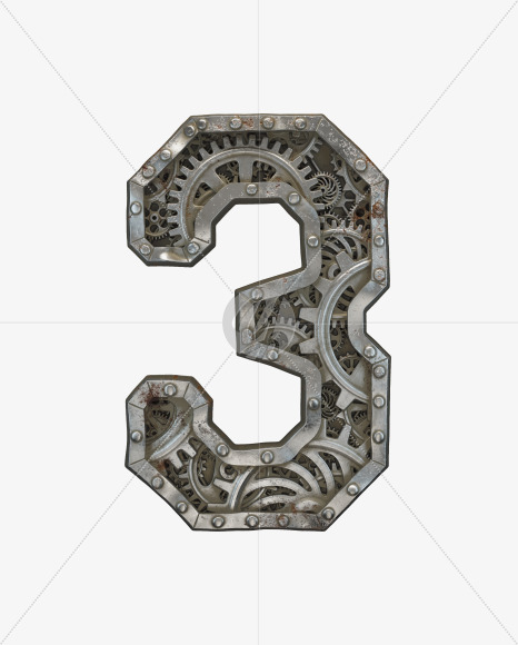 3 from Clockwork Gear alphabet on Yellow Images Creative Fonts - S50569