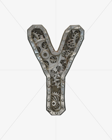 Letter Y from Clockwork Gear alphabet on Yellow Images Creative Fonts - S50565