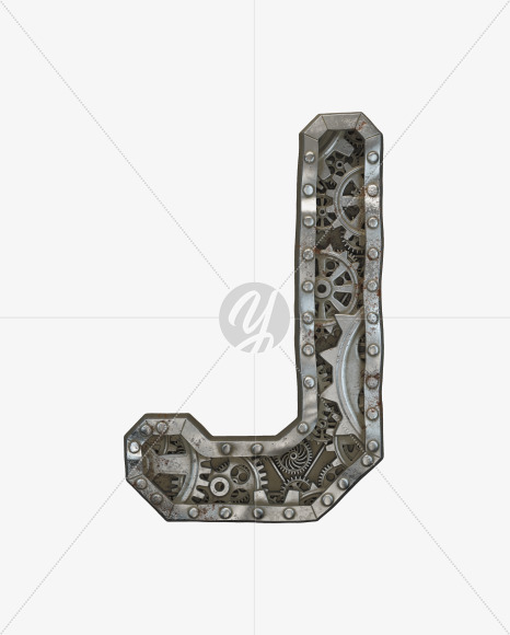 Letter J from Clockwork Gear alphabet on Yellow Images Creative Fonts - S50550