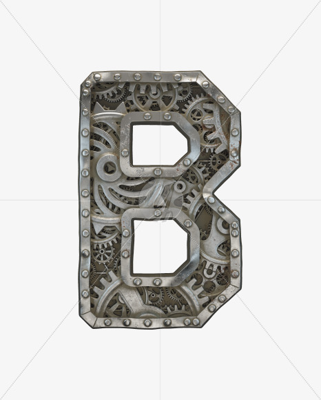 Letter B from Clockwork Gear alphabet on Yellow Images Creative Fonts - S50542